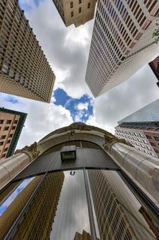 Upward view at the Turk's Head Building. It is a 16-story office high-rise in Providence, Rhode Island. Completed in 1913, the building is one of the oldest skyscrapers in Providence. photo
