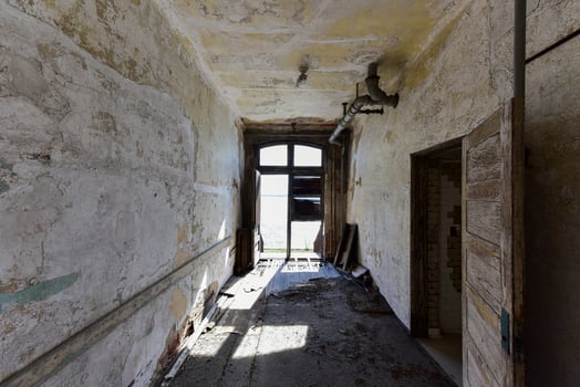 The abandoned Ellis Island Immigrant Hospital. It was the United States first public health hospital, opened in 1902 and operating as a hospital until 1930. photo