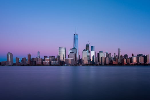 New York skyline as viewed across the Hudson River in New Jersey at sunset. photo