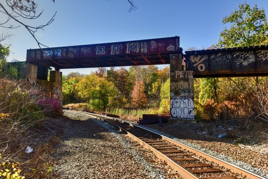 Train tracks going through Jersey City, New Jersey. photo