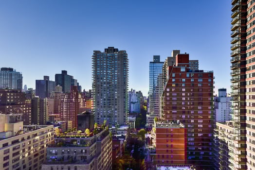 Aerial view of apartment buildings across the East Side of Manhattan, New York.. photo