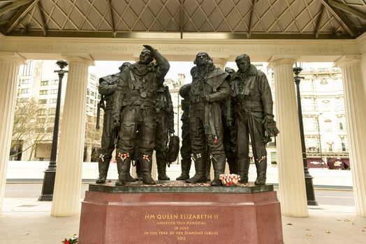 London, UK - November 24, 2016 -  Royal Air Force Bomber Command Memorial in Green Park in London, UK. Queen Elizabeth II officially opened the memorial on June 2012. photo