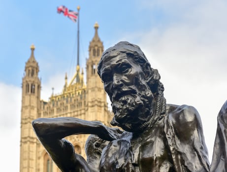 London, United Kingdom - November 24, 2016 -  The Burghers of Calais monument by Auguste Rodin close to the Houses of Parliament in Victoria Tower Gardens. photo