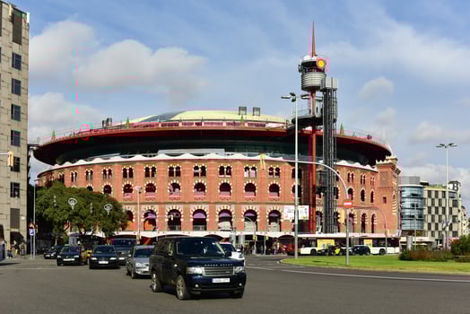 Barcelona, Spain - November 28, 2016 -  Arenas de Barcelona, the former Plaza de toros de las Arenas which was a bullring in Barcelona, Spain. photo