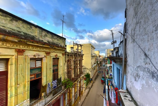 Old building in the process of collapsing in the Old Havana neighborhood of Havana, Cuba. photo