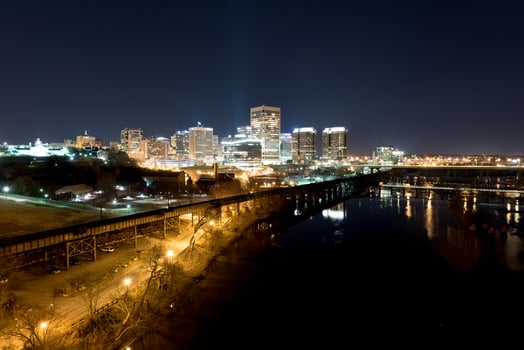 Richmond, Virginia skyline overlooking the James River. photo