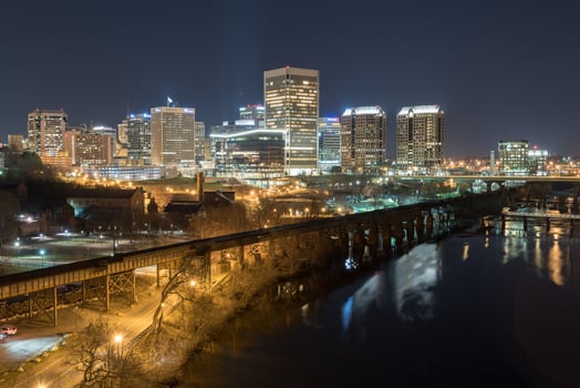 Richmond, Virginia skyline overlooking the James River. photo