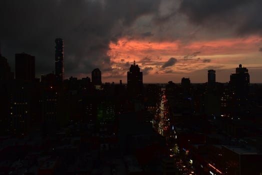 Manhattan skyline view in the evening as dusk approaches. photo