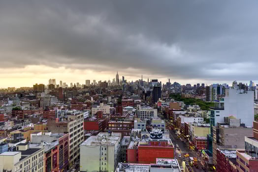 New York City - August 12, 2017 -  Manhattan skyline view in the evening as dusk approaches. photo