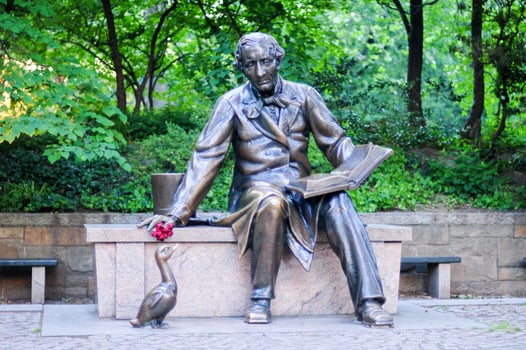 Monument to Hans Christian Andersen, the famous Danish fairy-tale writer in Central Park in New York City, 2022 photo