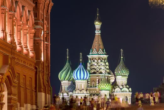 St Basil's Church in Moscow Red Square on a summer's night photo