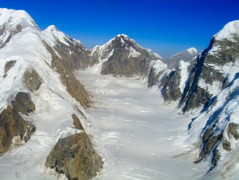 Aerial view of glaciers in Denali National Park, Alaska photo