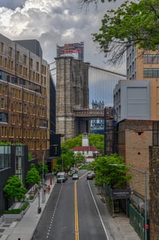View of the Brooklyn Bridge and Manhattan Bridge from Brooklyn Heights. photo