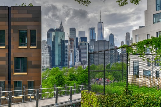 View of the New York City skyline from Brooklyn Heights. photo