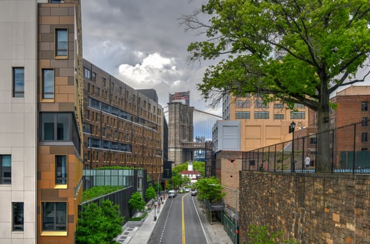 View of the Brooklyn Bridge and Manhattan Bridge from Brooklyn Heights. photo