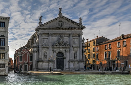 Church of St. Eustachio or San Stae at Grand canal Venice, Italy, founded at the beginning of the eleventh century and reconstructed in the seventieth century photo