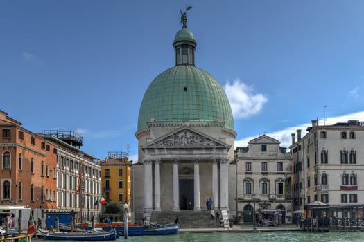 Church San Simeone Piccolo on the embankment of the Grand Canal in Venice, Italy photo