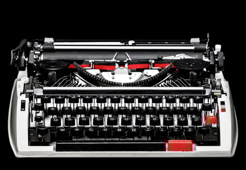 Old vintage typewriter. Two colors red and black. photo
