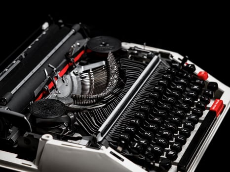 Old vintage typewriter. Two colors red and black. photo