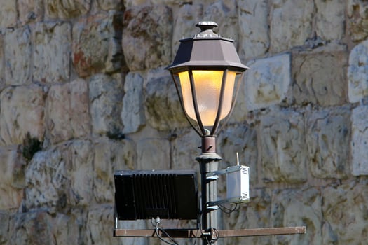 Lantern to illuminate the city street at night. photo