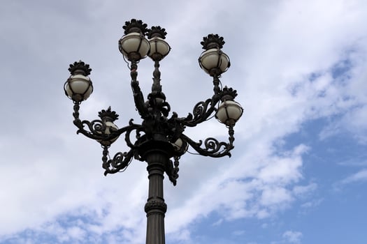 Lantern to illuminate the city street at night. photo