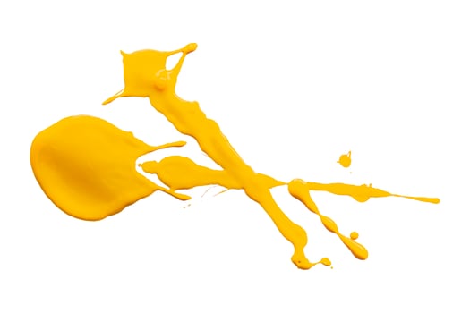 Yellow brush isolated on white background. Yellow watercolor photo