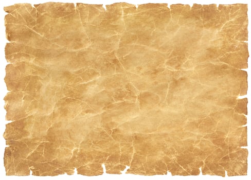 old parchment paper sheet vintage aged or texture isolated on white background photo