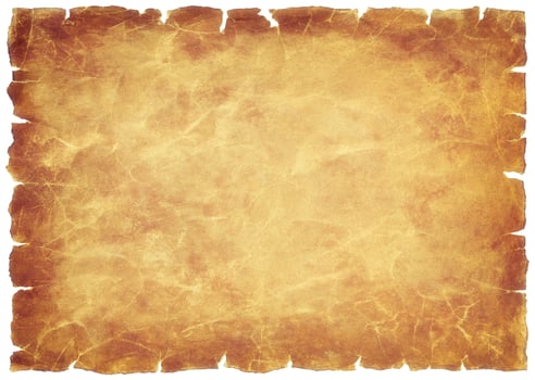 old parchment paper sheet vintage aged or texture isolated on white background photo
