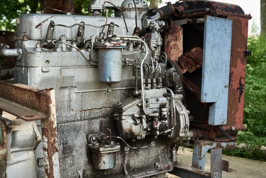 Part of old car motor engine.  Machine technology photo