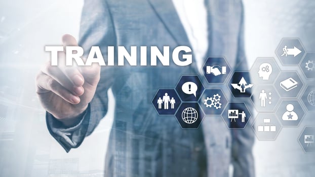 Business training concept. Training Webinar E-learning. Financial technology and communication concept. photo