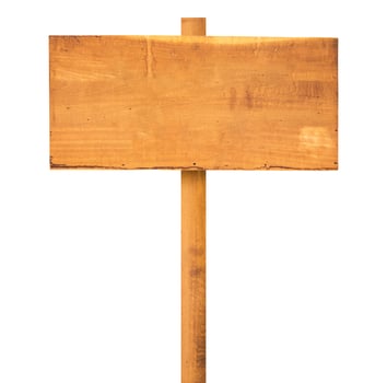 Old wooden sign isolated on white background photo