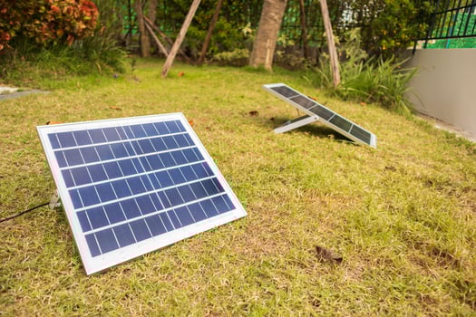 solar panel in the house garden photo