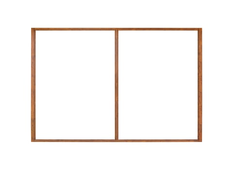 Japanese house wooden door window frame isolated on white background photo