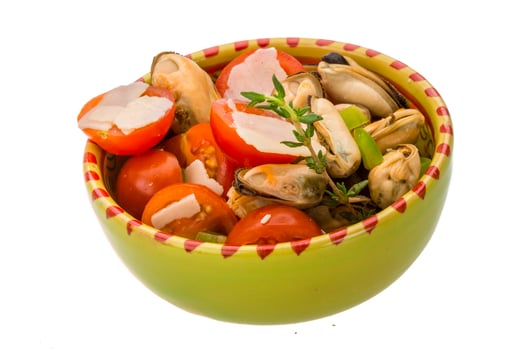 Mussells salad in the bowl photo