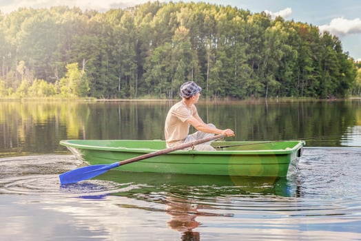 Fisherman in a boat photo