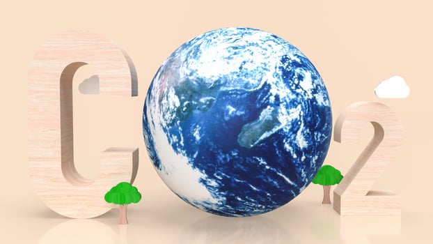 text and earth for co2 concept 3d rendering photo