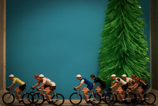 miniature set of cyclists indoor photo