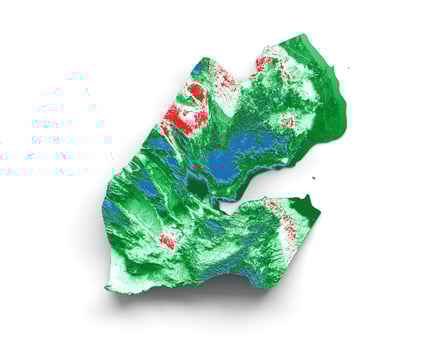 Djibouti map with the flag Colors Red and yellow Shaded relief map 3d illustration photo