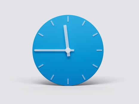 Minimal Clock time 11 45 o'clock or Eleven Forty Five on light pastel background 3d illustration photo