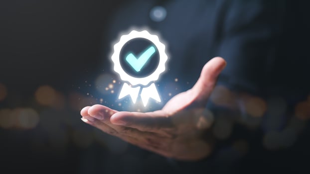 best quality assurance concept for product assurance, standard quality. business insurance Industry Certification, Guarantee, Product Certification Management,businessman showing icon on hand photo