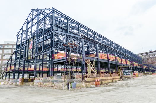 Empty warehouse factory shell under construction. photo