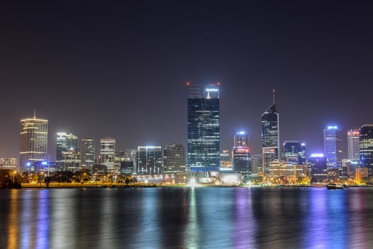 Perth, Australia Skyline reflected in the Swan River photo