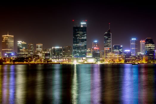 Perth, Australia Skyline reflected in the Swan River photo