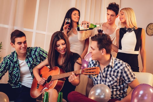 Friends Enjoing Playing Guitar photo