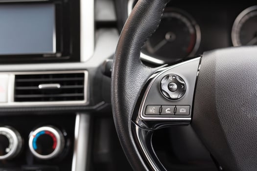 Steering wheel with control buttons. photo