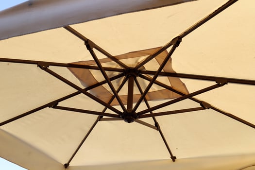 Umbrella in the city park near the sea. photo