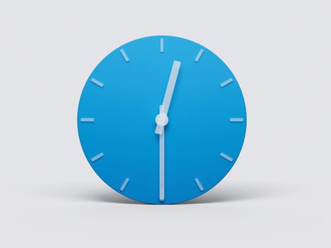 Minimal Clock time 12 30 o'clock or Twelve Thirty on light pastel background 3d illustration photo