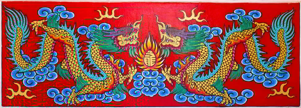 Art Chinese style painting two dragon photo