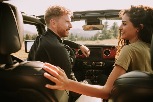 Couple having fun on roadtrip photo