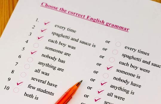 English test sheet photo